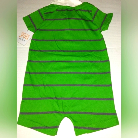 ☆NWT☆Beautiful Boys Polo Style Green/Gray Short Romper☆Carter's J.O.Y☆12mo - Picture 4 of 12